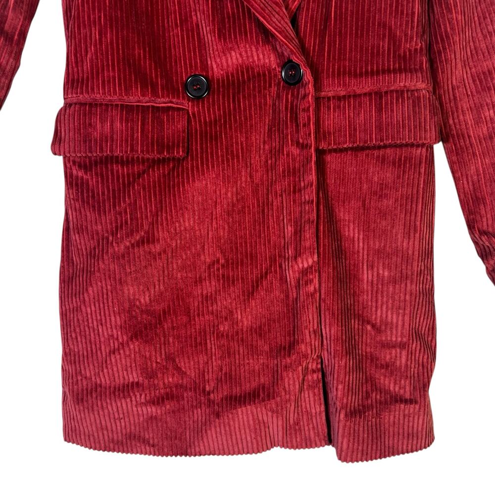 Altar'd State Corduroy Double Breasted Blazer Womens XS Red 100% Cotton Holiday - Picture 3 of 6